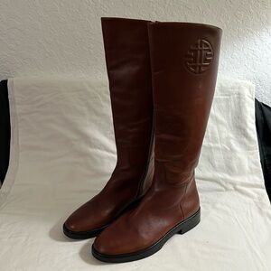 Antonio Melani Kovvaa Tall Shaft Logo Embossed Emblem Riding Boots